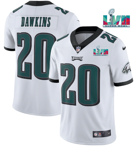 Men's White Philadelphia Eagles #20 Brian Dawkins Super Bowl LVII Vapor Untouchable Limited Stitched Jersey